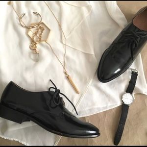 Madewell Jess Cordovan Black Patent Oxford Shoe
